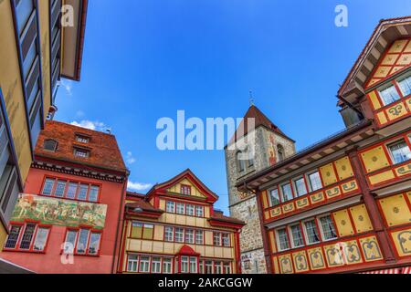 Célèbre village de maisons typiques à Appenzell, Suisse Banque D'Images