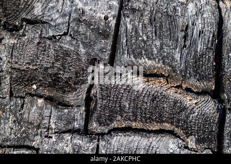 Carbonisé brûlé naturel bois carbonisé télévision surface texture haute qualité Banque D'Images