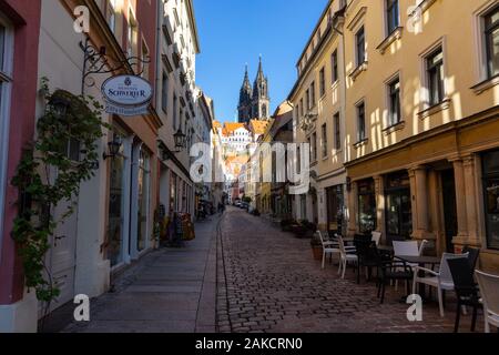 MEISSEN, ALLEMAGNE - 12 octobre 2019 : les plus belles rues de la vieille ville. Banque D'Images