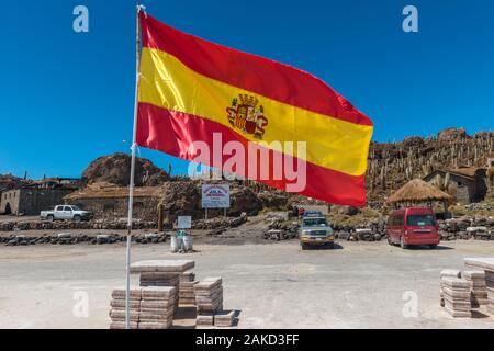 Isla Incahuasi à Saltlake Salar de Uyuni, Potosi, Bolivie Ministère sud-ouest, l'Amérique latine Banque D'Images