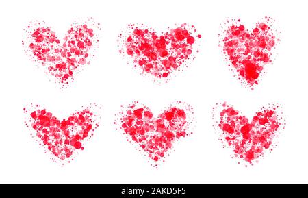 Coeurs set de cercles rouges, symboles vectoriels, des coeurs de pétales ronds Illustration de Vecteur