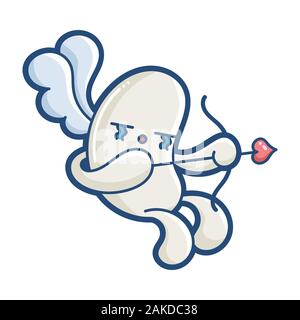 Kawaii pleurer caricature illustrationisolated cupid monster on white Illustration de Vecteur