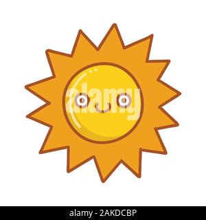 Kawaii cartoon emoticon sun illustration isolé sur fond blanc Illustration de Vecteur