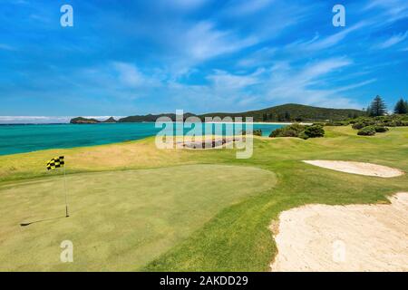 Parcours de golf Lord Howe Island, vert d'entraînement Banque D'Images