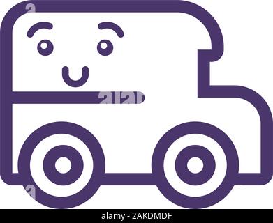 Caricature de bus, école de design Kawaii mignon petit personnage drôle et expression thème émoticône Vector illustration Illustration de Vecteur