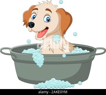 Prendre un bain de chien dessin animé Illustration de Vecteur