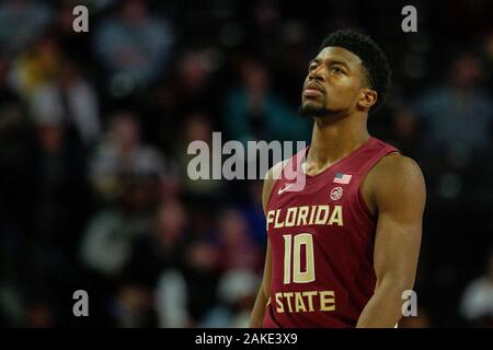 Winston-Salem, NC, USA. 8 janvier, 2020. Florida State Seminoles avant Malik Osborne (10) lors de l'ACC se rencontreront à LJVM Coliseum de Winston-Salem, NC. (Scott Kinser/Cal Sport Media). Credit : csm/Alamy Live News Banque D'Images