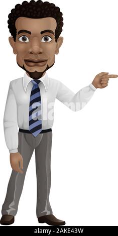 African businessman pointant son doigt vers la droite Illustration de Vecteur