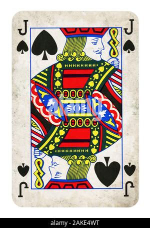 Valet de Pique Vintage playing card - isolated on white (chemin inclus) Banque D'Images