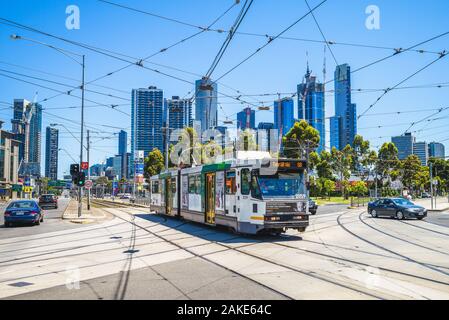 Melbourne, Australie - 2 janvier, 2019 : Tramway de Melbourne, principale forme de transport public Banque D'Images