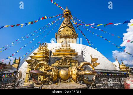 Swayambhunath, monkey temple à Katmandou, Népal Banque D'Images