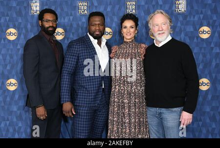 08 janvier 2020 - Pasadena, Californie - Nicholas Pinnock, Curtis ''50 Cent'' Jackson, Indira Varma, Timothy Busfield. Hiver 2020 ABC TCA tenue au Langham Huntington Hotel. (Crédit Image : © Birdie Thompson/AdMedia via Zuma sur le fil) Banque D'Images