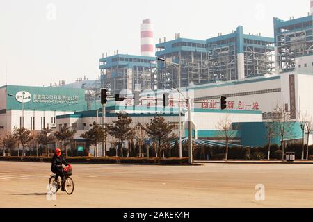 Centrale thermique au charbon, au nord de Beijing, Chine. Mars 2009. En 2008 la Chine est devenue officiellement le plus grand émetteur de gaz à effet de serre. Banque D'Images