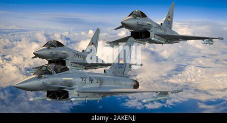 L'Eurofighter Typhoon German Air Force en formation de combat Banque D'Images