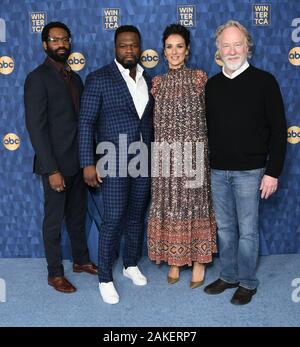 08 janvier 2020 - Pasadena, Californie - Nicholas Pinnock, Curtis ''50 Cent'' Jackson, Indira Varma, Timothy Busfield. Hiver 2020 ABC TCA tenue au Langham Huntington Hotel. (Crédit Image : © Birdie Thompson/AdMedia via Zuma sur le fil) Banque D'Images