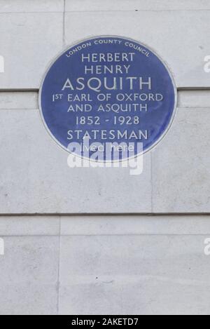 Herbert Henry asquith blue plaque Banque D'Images