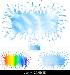 Les bannières de l'eau, couleur de peinture, des éclaboussures, d'eau, de gouttes et de taches ; ensemble un ; spe10 ; pas de Mesh Illustration de Vecteur