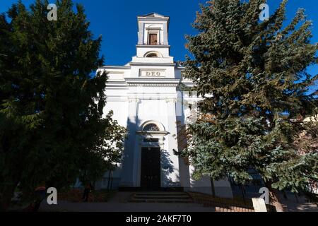 Clocher et église de la Renaissance sur la place principale de Spisska Sosota à Poprad, en Slovaquie Banque D'Images