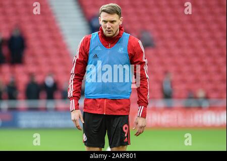 4e janvier 2020, stade de la lumière, Sunderland, Angleterre ; Sky Bet League 1, Sunderland v Lincoln City : Charlie Wyke (9) de Sunderland au cours de l'échauffement avant-match Crédit : Iam brûler/News Images Banque D'Images