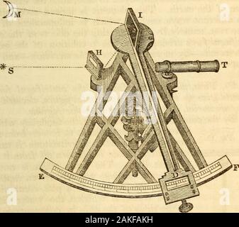 Un recueil de l'astronomie ; contenant les éléments de la science, familièrement expliquée et illustrée, avec les dernières discoveriesAdapted à l'utilisation d'écoles et d'académies, et de l'reader . H, appelé, respectivement, le IndexGlass, et l'Horizon le verre, qui sont tous deux firmlyfixed perpendiculaire au plan de l'instrument. L'index Glass est attaché à l'bras mobile ID comme andturns c'est déplacé le long de la jambe est diplômé EF.Ce bras porte également un vernier à D, ce qui nous permet de minute en inscrivant des parties de l'espace dans lequel l'limbis divisé. L'horizon du verre, H, consis Banque D'Images