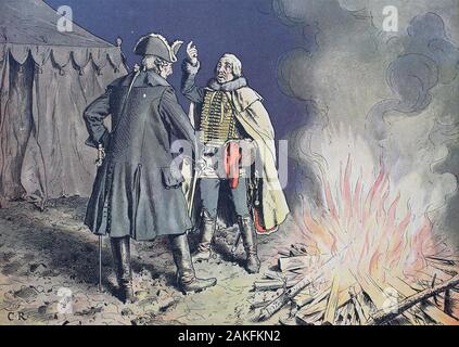 Guerre de Sept Ans, conflit mondial se sont battus entre 1756 et 1763, Frédéric le Grand, Frederick II., Friedrich der Große, Friedrich II. 1712 - 1786, à Bunzelwitz avec le général Zieten / Siebenjähriger Krieg, weltweiter Konflikt zwischen 1756 und 1763, Friedrich der Große, Friedrich II., Friedrich der Große, Friedrich II. 1712 - 1786 dans la région de Bunzelwitz zusammen mit général Zieten numérique, l'amélioration de la reproduction d'un original du 19ème siècle / digitale Reproduktion von Originalvorlage aus dem 19. Jahrhundert Banque D'Images