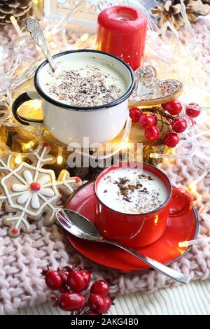 Noël encore la vie avec du cappuccino Banque D'Images