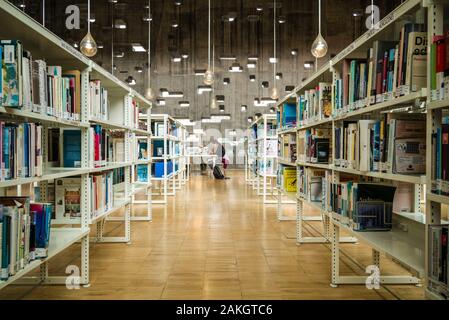 L'Espagne, Iles Canaries, Tenerife, l'île Santa Cruz de Tenerife, Tenerife thé Espacio de las Artes, de l'intérieur de la bibliothèque Banque D'Images