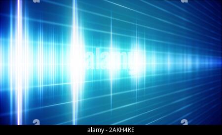 3d illustration de bleu de l'onde sonore numérique en vue perspective. Résumé Contexte En rapport avec la musique ou voix concept. Banque D'Images