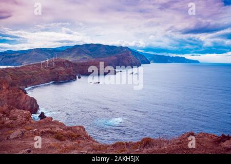 Ponta do Bode. La côte nord de l'île de Madère, Portugal Banque D'Images