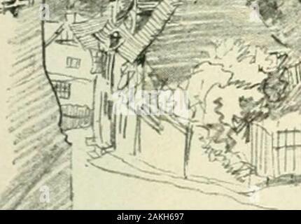 Routes et ruelles dans Surrey . itstower brosse anches. Plus d'une pierre tombale qu'il pourrait être perplexe. Il est placé dans l'herbe, je pense que depuis son époque, près de l'southdoor, et est un monument ancien de grès dur avec l'ensemble sculpté sur elle. La légende raconte qu'il a été porté fromTandridge Prieuré, mais il y a d'autres comme elle andTitsey à Oxted qui appartiennent à un plus récent que le Prieuré. Mitaines et velours côtelé 417 Oxted est au nord-est de Tandridge ; mais il y a deux Oxteds.L'un est le nouveau village, près de la gare, avec de nouveaux magasins, un newinn, et la vieille église. L'autre est l'ancien village, set ap Banque D'Images