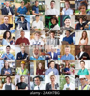 Composé de plusieurs hommes et femmes et leurs différentes professions Banque D'Images