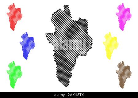 Korçë Comté (République d'Albanie) map vector illustration, scribble sketch carte Korçë Illustration de Vecteur