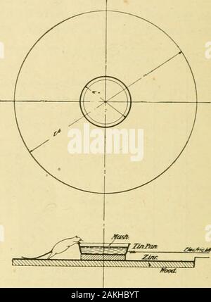 Les mécaniciens pour les jeunes du Nord ; comment construire des bateaux, moteurs d'eau, moulins à vent, projecteur, système d'alarme électrique, bateau de glace ..etc ; les instructions sont simples et completeReprinted de Popular Mechanics . icu-ment dans un entrepôt près d'une centaine, feetdistant considerabledamage où ils le faisaient souvent. L'un des garçons qu'il wouldtry un plan d'extermination, électriques et dans l'accomplissement de son plan il a choisi upan zinc vieille plaque de plancher qui avait été usedunder une cuisinière et monté un disque en bois6 po de diamètre dans le centre. Sur ce dische placé une petite tin pan environ 6 in. indiameter, être c Banque D'Images
