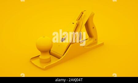 Jointer avion isolé sur fond jaune. Un minimum d'idée concept, 3d illustration. Banque D'Images
