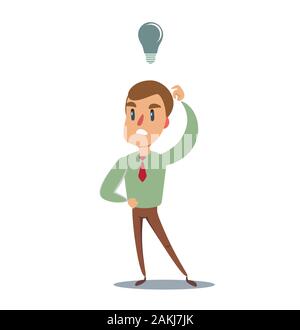Jeune homme d'avoir aucune idée, concept d'entreprise Illustration de Vecteur
