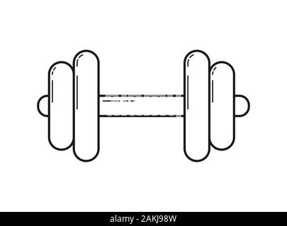 L'icône d'haltère dans contour vide. style plat isolé sur fond blanc. Conception simple Illustration de Vecteur