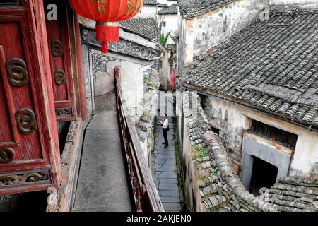 Rue Étroite, Village Ancien Xidi, Province D'Anhui, Chine Banque D'Images