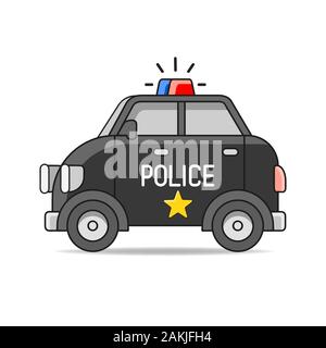 Voiture de police vectorielle télévision illustration isolé sur fond blanc. Élément de Design dessinés à la main, pour l'étiquette et de l'affiche Illustration de Vecteur