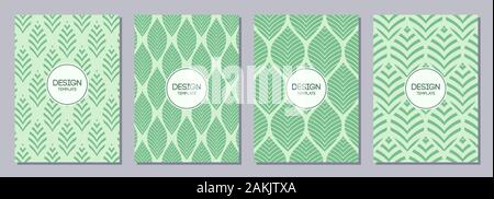 Série de dépliants, affiches, bannières, affiches, conception de la brochure au format A6 modèles. La conception graphique des modèles. Textures géométriques formés de feuilles. Geen couleur. Illustration de Vecteur