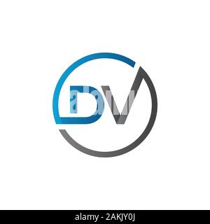 Lettre DV initiale avec le logo d'affaires moderne créative Typographie Vector Modèle. Creative Résumé Lettre Logo DV vecteur. Illustration de Vecteur