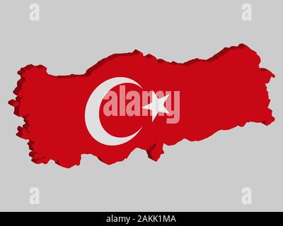 Drapeau Turquie carte 3D illustration vecteur EPS 10. Illustration de Vecteur