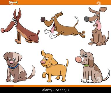 Cartoon Illustration de bande dessinée six chiens et chiots Animal de caractères Illustration de Vecteur