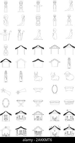 Belle crèche icons Illustration de Vecteur