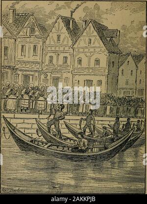 Une famille française en Norvège . Us ne sortent pas de leurs bateaux pour vendre leur marchandise (page 467) UNE FAMILLE FRANÇAISE EN NORWÈGE PAR L. de Bellefont l *Y w Vingt et une graVurcsunefamillefran00bell Banque D'Images