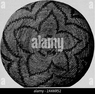 Les Indiens Pomo paniers et leurs décideurs . TsAIS POMO Plat,- une étrange idée s'incarne dans une conception connue sous le nom de ka-tuni-TAHI-bah, ou queue de lézard, exécuté [ ] ainsi, l'idée étant d'alizards queue coupée et s'agiter. Une politique commune, et l'un des meilleurs, dans la plaque 17 dessins Pomo, isknown largement que bu-di-le ; bu est le mot indien pour l'bulbousplant appelé Brodiaea, utilisés comme nourriture par les Pomos, et di-leis front. Les Indiens ont souvent donné moi la traduction de la tête de la pomme de terre, mais j'ai jamais eu d'indice sur le connectionbetween le nom et le design. 15 de la plaque est une conception très commune parmi les Pomos Banque D'Images