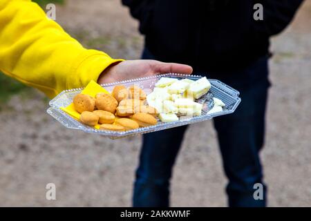 Majorquin quelitas des craquelins et du fromage à Mallorca, Espagne Banque D'Images