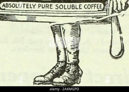 Canadian Grocer Juillet-septembre 1919 pfiRED CoptT ViWM . f Faites mJS^(LA COUPE &gt ; VlK^^J [absolument purs café soluble, UNE SUGGESTION Au cours de la mois de vacances il y a de grandes possibilités de serrage de l'augmentation de vos ventes sur les aliments et beveragesthat sont utilisés par les sportifs, à pied et en mer, et l'automobiliste. Affichage d'un CrackersPotted G. Washingtons Viandes café Gingembre Fromage Sardines en pots et d'autres produits similaires sur une petite table où ils peuvent être manipulés et lookedover, fera beaucoup d'une vente. Vos clients vous remercieront.délicieux café glacé fait instantanément avec.  ?^^p est allé à la guerre Srftht Banque D'Images
