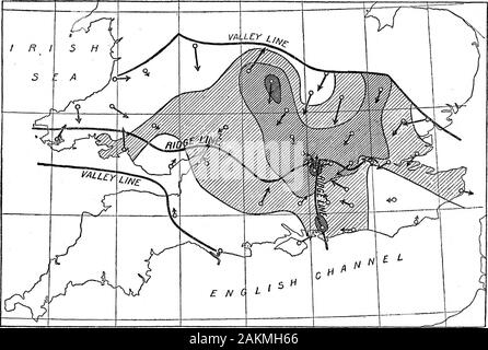 L'Bakerian Conférence : un levé magnétique des îles Britanniques pour la période du 1er janvier 1886 . Le nord-est de l'Angleterre. Le District Sud. Le District Sud contient les parties de l'Angleterre et du Pays de Galles du sud de régions qui ont déjà été discutées avec l'exception de Devonshire andCornwall. Dans ce dernier quartier périphérique les forces inquiétantes indiquent sur le wholean l'attraction pour le sud de la péninsule. Les Home Counties ont été déjà discuté, et nous renvoyer qu'à l'districtagain à signaler que la ligne de crête qui s'étend vers l'ouest à travers la lecture de l'enquête pointe Banque D'Images