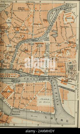 Le nord de la France : à partir de la Belgique et de la Manche à la Loire, à l'exclusion de Paris et ses environs : manuel pour les voyageurs . Grave et imprime par Rmitf JrVoimes. ^a jner Iieipzig Vinatori l NANTES. 38. Itinéraire. 257 s'est rendu en un jour par le transport (de 8 à 12 fr.) ; à savoir Sauzon ou Port-Philippe (chaud.(ui), Phare et la pointe des poulains, 41/4 et 6 M. au N.W. • Orotlede VApothicairerie la (23/4 M. ; hôtel en été), difficile à trouver et pas easilyentered : la mer sauvage ; la Baie de Colon et le phare sur la côte occidentale, P/2R5^/2 M. du Palais. De Belle-Ile à Auray, voir p. 251 ; pour le Banque D'Images