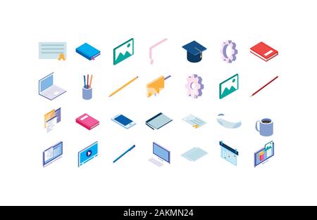 L'icône de l'école, de la classe d'âge préscolaire connaissances leçon Éduaction classe de formation et d'étude thème principal Vector illustration Illustration de Vecteur